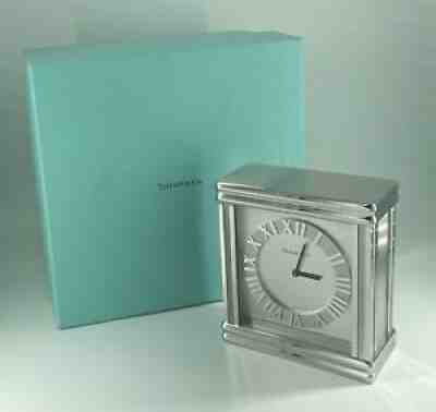Tiffany & Co. â??Atlasâ? Desk/Mantel Clock, Rhodium Plated