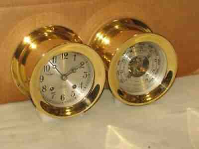CHELSEA VINTAGE SHIPS BELL CLOCK/BAROMETER SET 1978 RESTORED
