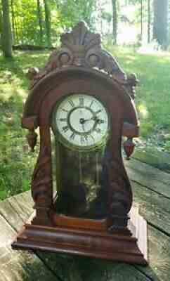F Kroeber 1876 ANGEL SWING Eight Day Mantel Clock