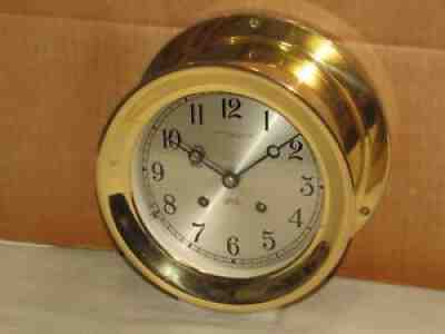 CHELSEA VINTAGE SHIPS BELL CLOCK 6 DIAL 1983 HINGED BEZEL~RESTORED