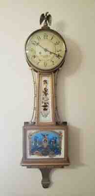 Aaron Willard reproduction banjo chime wall clock - H FORD MUSEUM- WORKING W/KEY