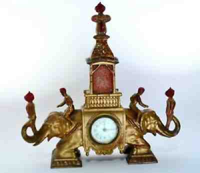 ð?? Rare Antique Westclox Cast Bronze Indian Elephant Sculpture Clock ð??