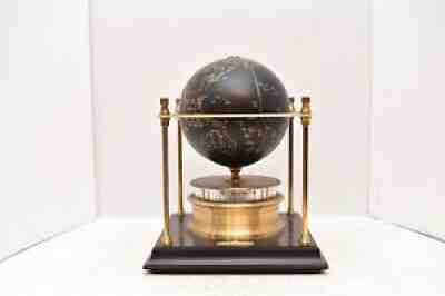 RARE 1979 ROYAL GEOGRAPHICAL SOCIETY BLACK WORLD GLOBE CLOCK VINTAGE TABLETOP