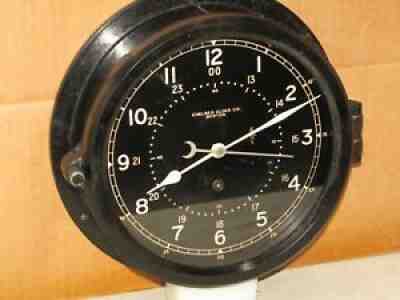 CHELSEA VINTAGE SHIPS CLOCK~8 1/2" DIAL U S NAVY 12 24 HOUR~KOREAN WAR~1952