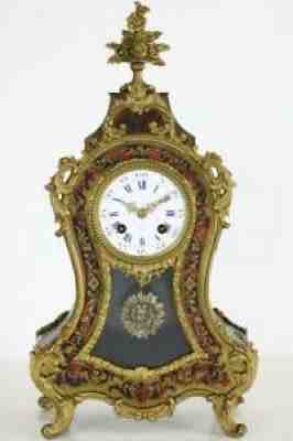 ANTIQUE FRENCH BOULLE MANTEL CLOCK early example Henry Marc c1850 - SIDES INLAID