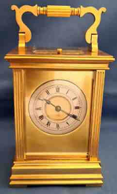 RARE ANTIQUE REPEATER CARRIAGE CLOCK E.M.&Co. LARGE ORMOLU CASE