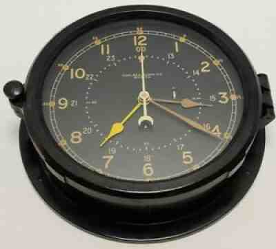 Vintage Chelsea Clock Co. Marine Military Clock w/Certificate Hughes Aircraft Co