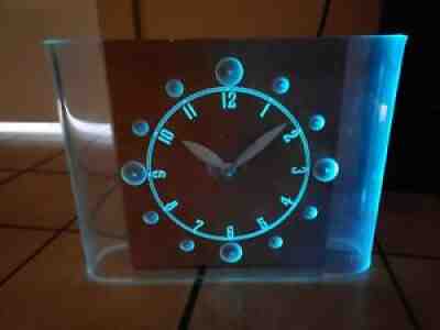 Rare Art Deco Lackner Lucite Curvaline Neon Glo Clock Mid Century Modern Eames