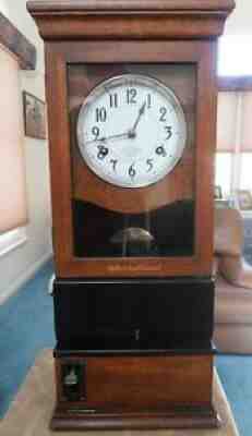 Antique Oak 1925 International Time Recorder - Clock & Punch Working Great
