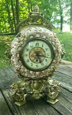 Smiths English Clocks Ltd c. 1931 Porcelain & Brass Mantle Clock