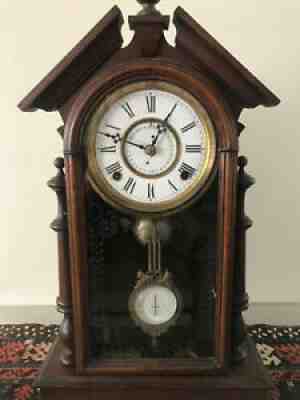 F Kroeber 1876 Eight Day Mantel Clock working well, chimes and 31 day calender!