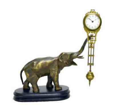 German Style Junghans Brass Elephant Figure 8 Day Swinging Swinger Clock