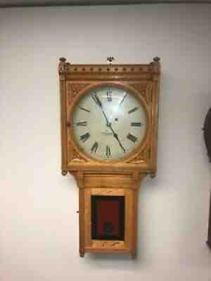 E. Howard Antique Number 75 Weight Wall Clock Golden Oak Pristine Condition