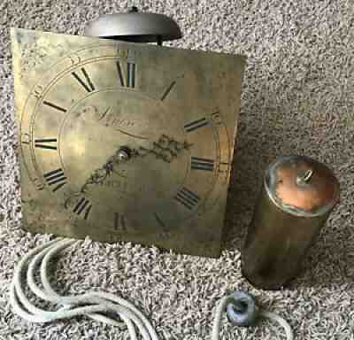 Antique 1700â??s Thomas Simson Hertford Longcase Clock Brass Dial Strike Movement