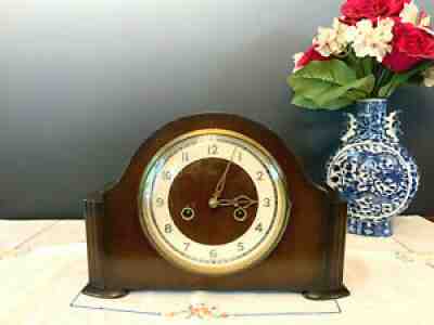 Overhauled Shiny Smiths/Enfield 1942 8-day Striking Mantel Clock, GWO, KEY, PEN