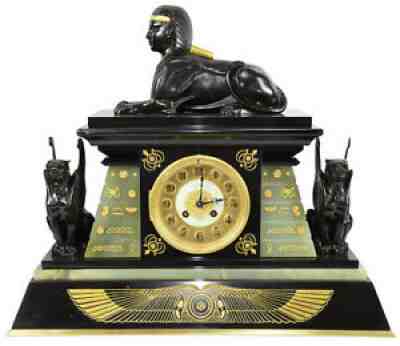 Pendulum Egypt kaminuhr empire clock antique bronze cartel clock portico