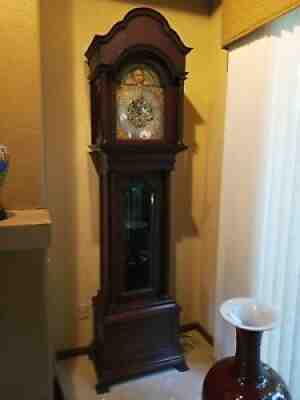 Antique Monastery Bawo Dotter Grandfather Clock 5 tube Mahogany Circa 1910 93"