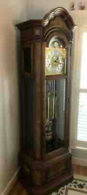Mid Century Howard Miller 9 Tube Tubular Grandfather Clock Model 610-158