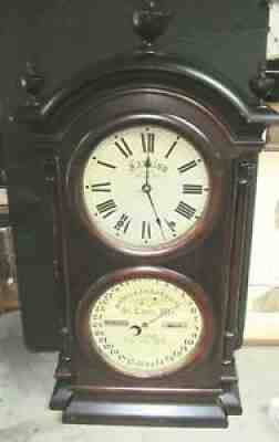 VINTAGE SETH THOMAS FASHION DOUBLE DIAL CALENDAR CLOCK (1875)