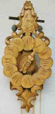 Unusual Vintage Weight Driven Wooden Mechanical Foliot Pendulum Wall Clock