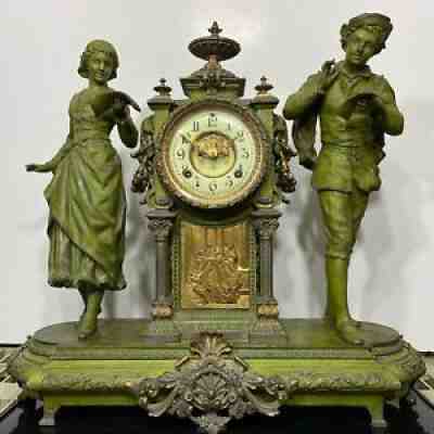 RARE Antique ANSONIA The VOCALISTS Wind Up Shelf Mantle Clock 22â?