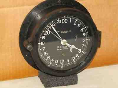 CHELSEA U.S.NAVY SHIPS CLOCK~6" DIAL~24 HOUR WW2 1943 RESTORED