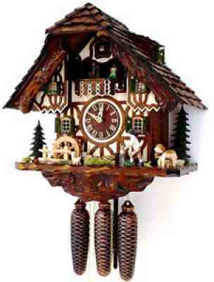 cuckoo clock original black forest 8 day german music wood chopper new Hettich