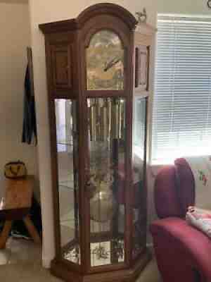Black Forest Curio grandfather clock, Oak, Kieninger Movement. LOCAL PICKUP OR