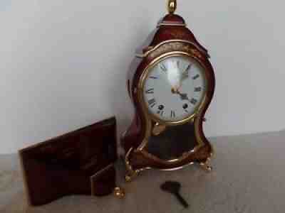 SWISS NEUCHATEL ELUXA CLOCK Vintage with Wall/Mantle - Burgundy with Gold