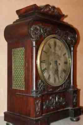 ANTIQUE 1845 DOUBLE FUSEE MAHOGANY MANTLE BRACKET CLOCK JOHN BULLOCK MELKSHAM