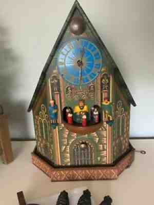 Rare musical Trumpeter Automaton Shelf Cuckoo Clock Nuremberg Church Of Our Lady