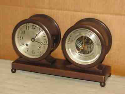 CHELSEA ANTIQUE SHIPS BELL CLOCK BAROMETER DESK SET MODEL~1929~ALL ORIGINAL