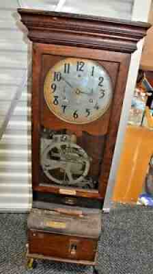 International Time Recording Co. Vintage Antique Oak Time Clock, Wall Mount