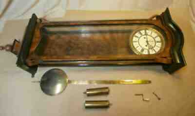 Antique GUSTAV BECKER 2 Weight/Long case Wall Clock - Circa 1908 As-is