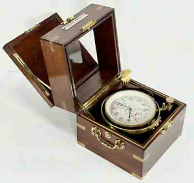 1941 HAMILTON 21 Marine Chronometer w Mahogany Box Early Ser #281 Running Strong