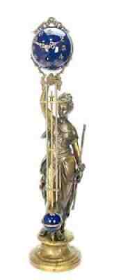 Large Mystery Brass Lady Diana 8 Day 4" Cobalt Blue Ball Swinging Clock