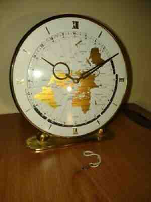 VINTAGE KUNDO World Time 8-Day Clock 60'S Bauhaus German WORKING - RARE