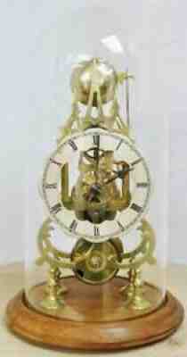 Antique English 8 Day Single Fusee Passing Strike Skeleton Clock With Glass Dome