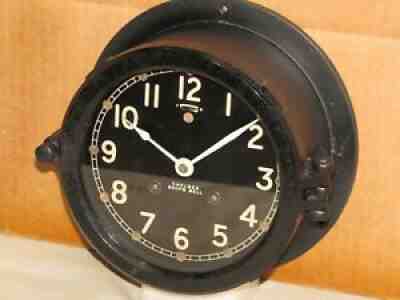 CHELSEA ANTIQUE SHIPS BELL CLOCK 6 DIAL 1944 HINGED BEZEL~RESTORED