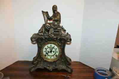 Antique Vintage Beautiful Ansonia Mantle Clock Woman Figure Pat. 1881