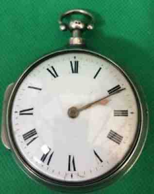 WM HILLS MILTON 1821 SOLID SILVER VERGE FUSEE PAIR CASE GENTLEMAN'S POCKET WATCH