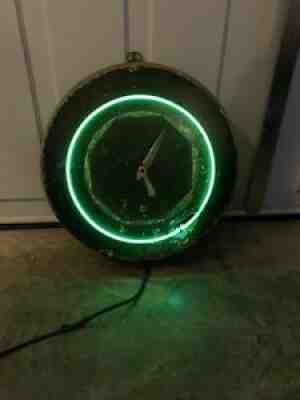Vintage Art Deco Electric Neon Clock