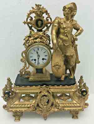 Antique French Centurion Soldier Mantel Clock