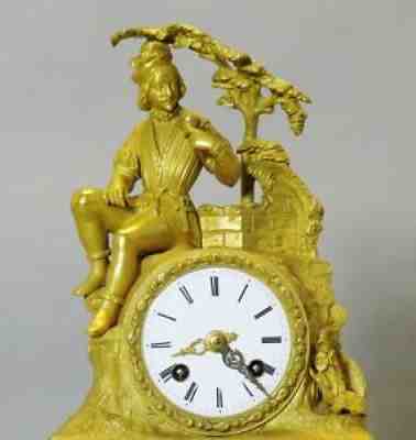 Superb FRENCH EMPIRE Orientalist Gilt Bronze Clock w/ Persian c. 1840 antique