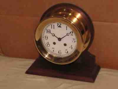 CHELSEA ANTIQUE SHIPS BELL CLOCK~6 IN DIAL~1902~RED BRASS~RESTORED