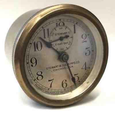 Rare Antique Stewart & Clark 8 Day Brass Wind Clock Phinney Walker 1907 1908 Car