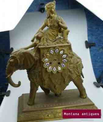 Antique 19th Original Rare Indian Figurine Charm Elephant clock