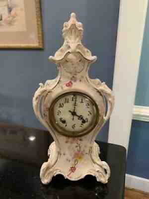 Antique 16â? Ceramic Mantle Clock US Ansonia/New Haven? German Unmarked Case