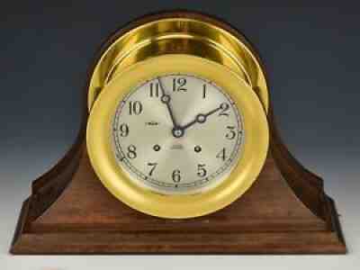 6" Dial Chelsea Brass Ships Bell Clock Circa 1975 - 79 Cleaned & Serviced