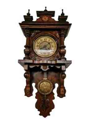 SUPERB Antique 19c. German Carl Werner Mahogany Free Swinger Striking Wall Clock